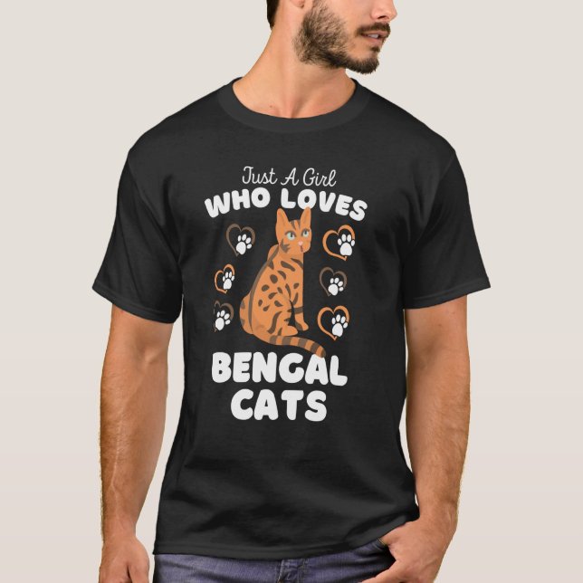 Just A Girl Who Loves Bengal Cats Cute Cat Kids T-Shirt (Front)