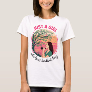 Just a Girl Who Loves Birdwatching Sunset Art T-Shirt