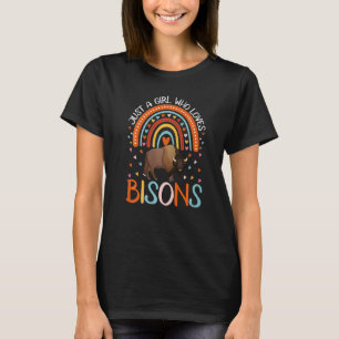 Just A Girl Who Loves Bisons For Women Girl Kids   T-Shirt