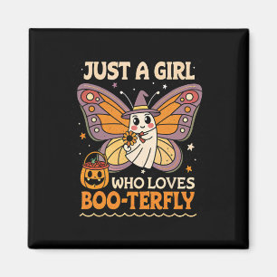 Just A Girl Who Loves Boo-terfly Butterfly Ghost H Magnet