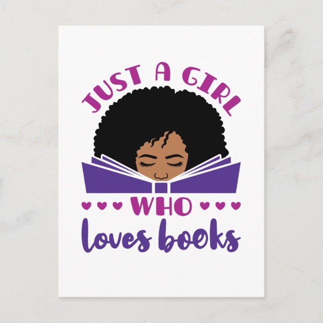 Just a Girl Who Loves Books African American Postcard (Front)