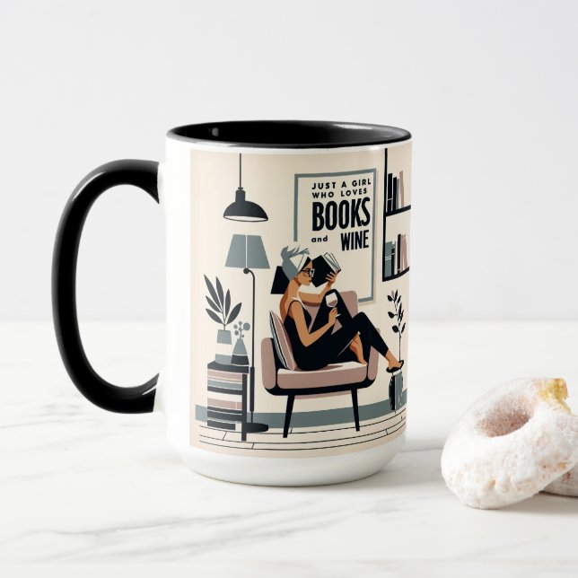 Just A Girl Who Loves Books and Wine Mug (With Donut)