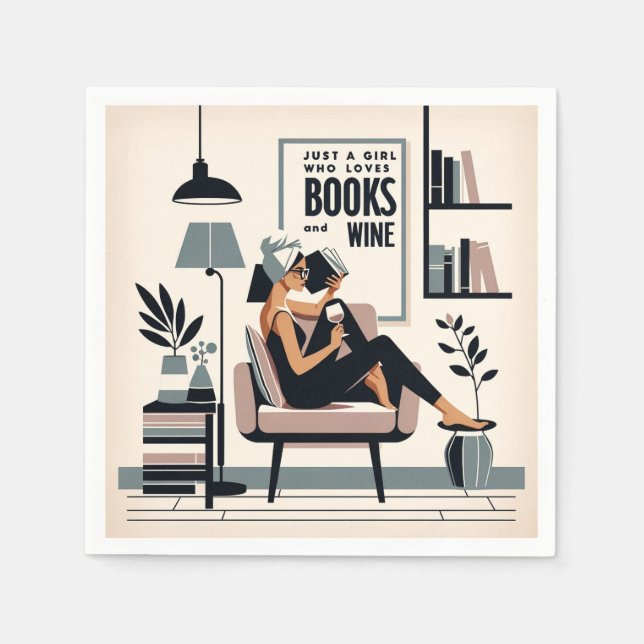 Just A Girl Who Loves Books and Wine Napkin (Front)
