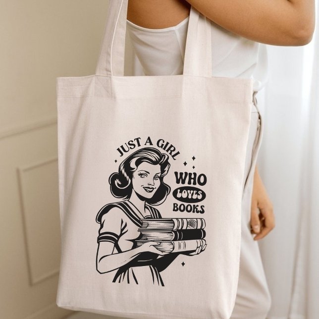 Just A Girl Who Loves Books Retro Booklover Tote Bag (Just A Girl Who Loves Books Retro Booklover Tote Bag)