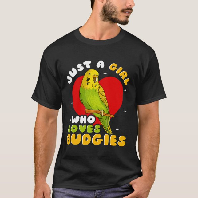 Just a Girl Who Loves Budgies Kid Green Yellow Par T-Shirt (Front)
