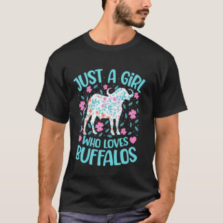 Just A Girl Who Loves Buffalos Floral Women Girls T-Shirt