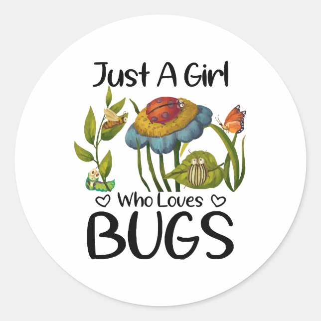 Just a girl who loves bugs classic round sticker (Front)