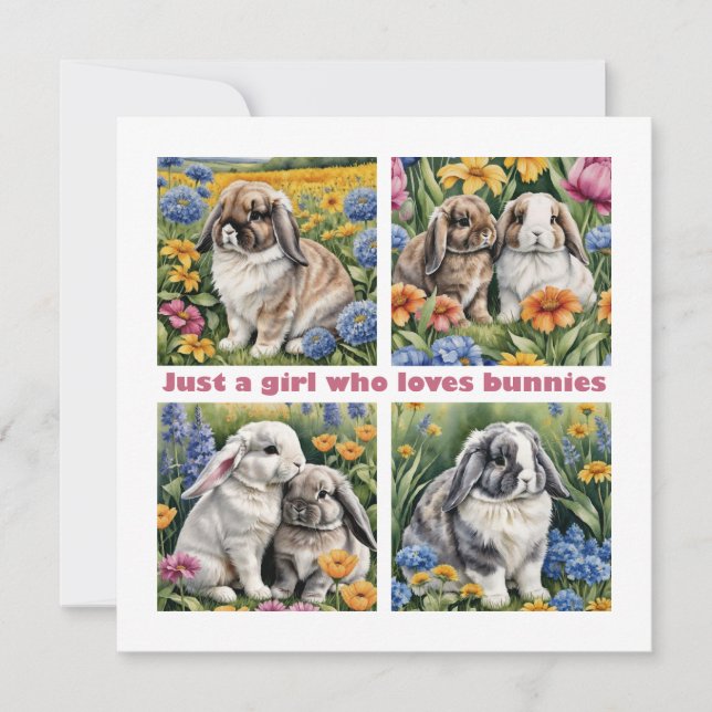 Just a girl who loves bunnies card (Front)