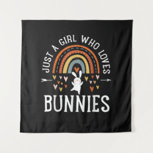 Just A Girl Who Loves Bunnies Rainbow Tapestry