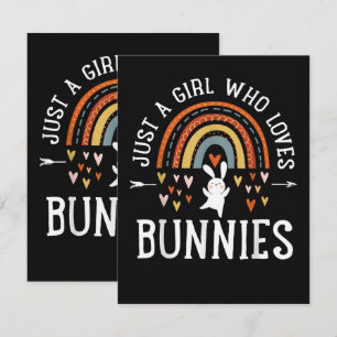 Just A Girl Who Loves Bunnies Rainbow Thank You Card