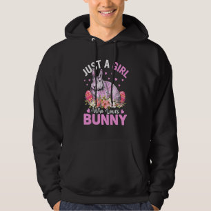Just A Girl Who Loves Bunny Eggs Floral Flowers Ea Hoodie