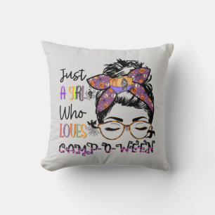 Just a Girl Who Loves Camp-o-ween – Halloween Camp Cushion