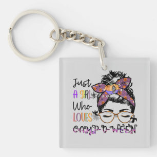 Just a Girl Who Loves Camp-o-ween   Halloween Camp Key Ring