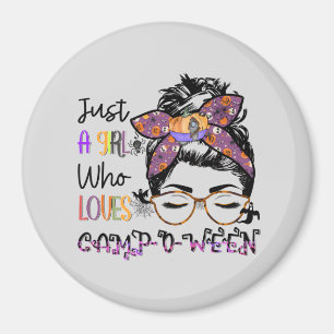 Just a Girl Who Loves Camp-o-ween   Halloween Camp Magnet