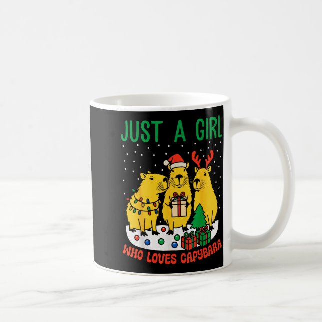 Just A Girl Who Loves Capybara Christmas Cute Capy Coffee Mug (Right)