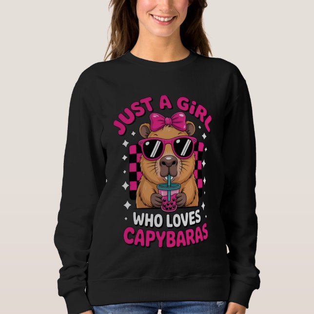 Just a Girl Who Loves Capybaras Fun Boba Capybara  Sweatshirt (Front)