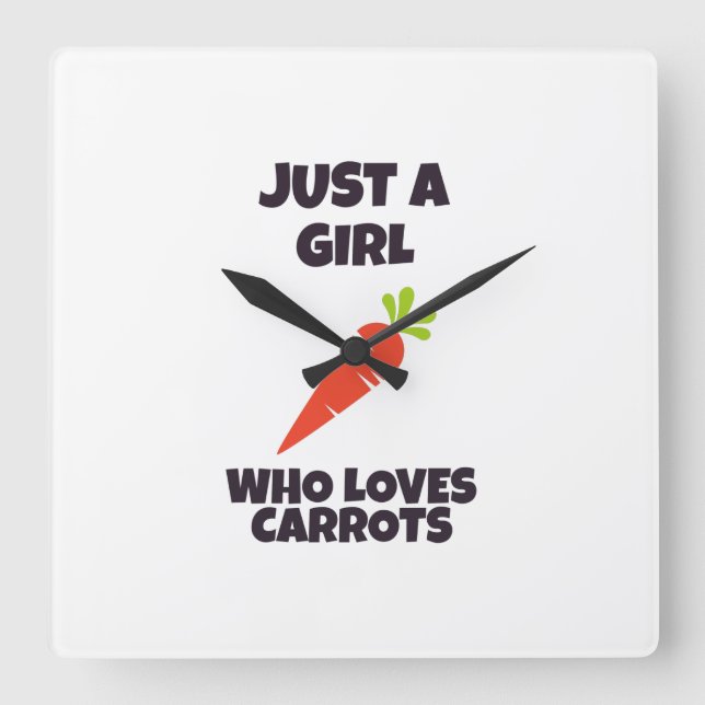 Just a girl who loves carrots square wall clock (Front)