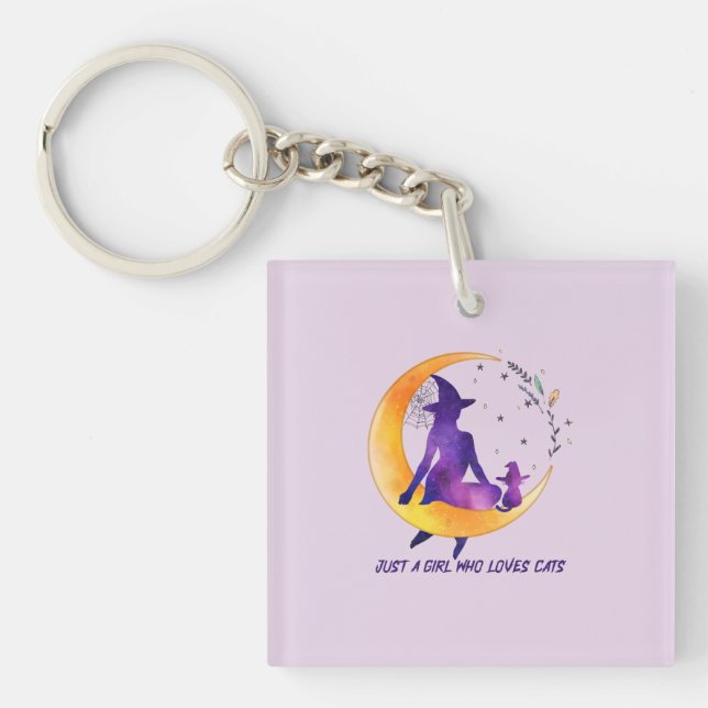 Just A Girl Who Loves Cat Key Ring (Front)