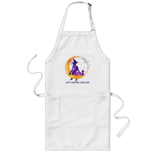 Just A Girl Who Loves Cat Long Apron (Front)