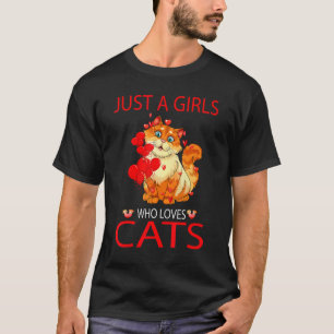 Just A Girl Who Loves Cats A Blank Lined Journal C T-Shirt