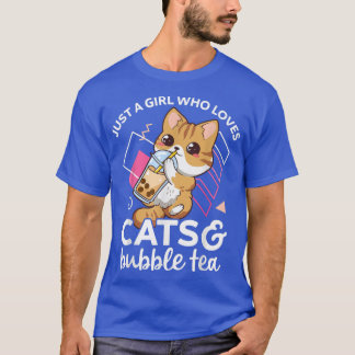 Just A Girl Who Loves Cats and Bubble Tea Anime Bo T-Shirt