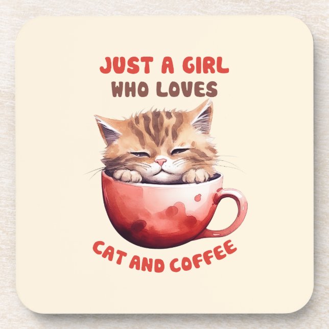 Just a Girl Who Loves Cats and Coffee (2) Coaster (Front)