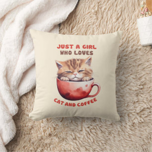 Just a Girl Who Loves Cats and Coffee (2) Cushion
