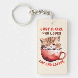 Just a Girl Who Loves Cats and Coffee (2) Key Ring
