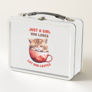 Just a Girl Who Loves Cats and Coffee (2) Metal Lunch Box