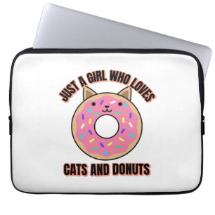 JUST A GIRL WHO LOVES CATS AND DONUTS LAPTOP SLEEVE