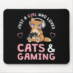 Just A Girl Who Loves Cats And Gaming Cute Gamer C Mouse Pad