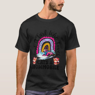 Just A Girl Who Loves Cats and Snowmobiling Funny T-Shirt