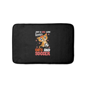 Just A Girl Who Loves Cats And Soccer Kitten Bath Mat