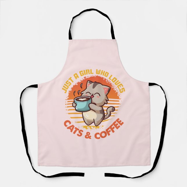 Just A Girl Who Loves Cats & Coffee Apron (Front)