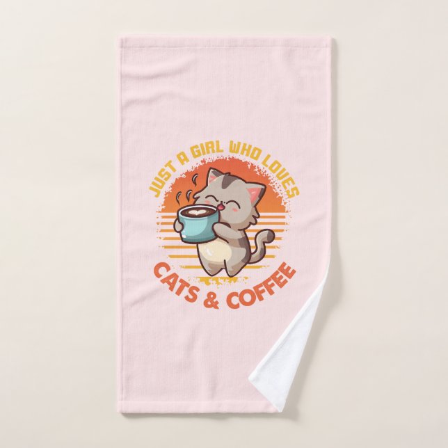 Just A Girl Who Loves Cats & Coffee Bath Towel Set (Hand Towel)