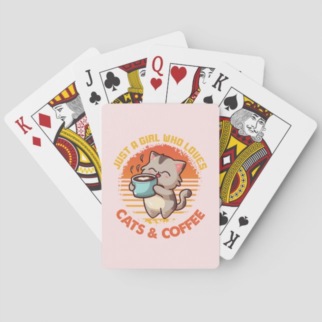 Just A Girl Who Loves Cats & Coffee Playing Cards (Back)