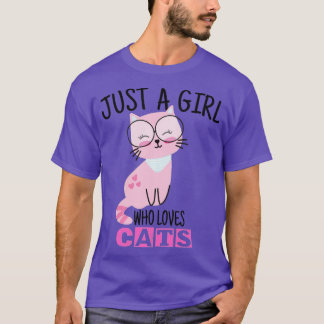 Just a Girl Who Loves Cats Cute Cat Lover Owner Wo T-Shirt