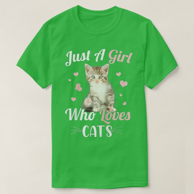 Just A Girl Who Loves Cats  Cute Cat Lover Raglan  T-Shirt (Design Front)