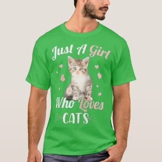 Just A Girl Who Loves Cats  Cute Cat Lover Raglan  T-Shirt