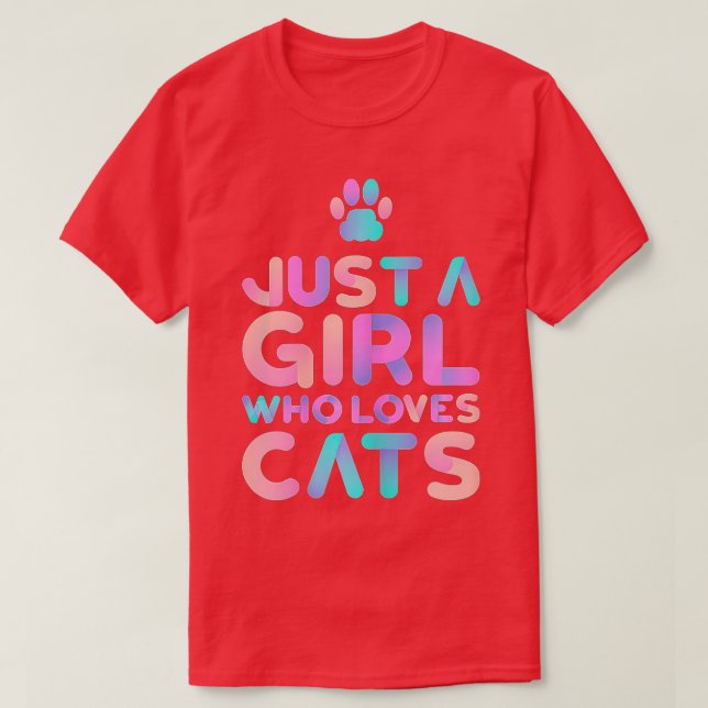Just A Girl Who Loves Cats Cute Cat Lover  T-Shirt (Design Front)