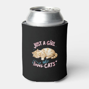 Just A Girl Who Loves Cats Cute Kitty Lover Kid To Can Cooler