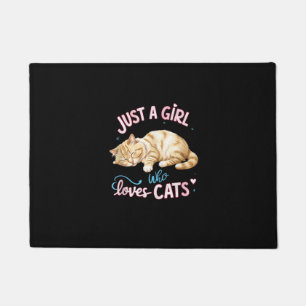 Just A Girl Who Loves Cats Cute Kitty Lover Kid To Doormat