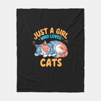 Just A Girl Who Loves Cats Cute Kitty Lover Kid To Fleece Blanket