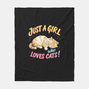 Just A Girl Who Loves Cats Cute Kitty Lover Kid To Fleece Blanket