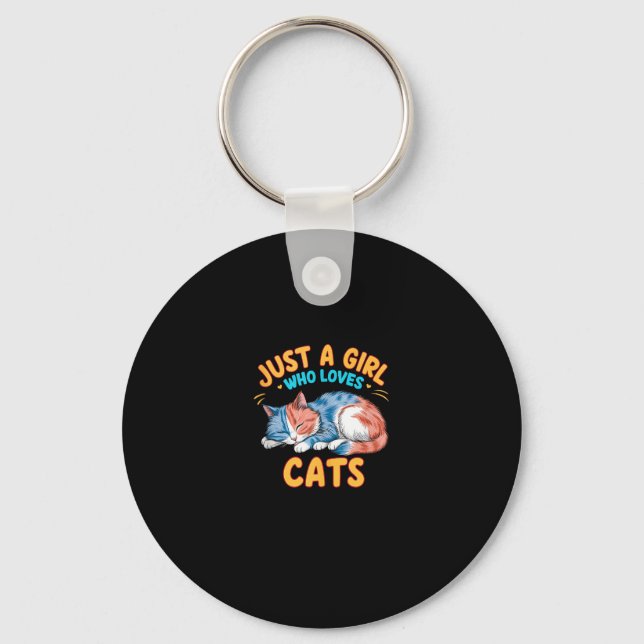 Just A Girl Who Loves Cats Cute Kitty Lover Kid To Key Ring (Front)