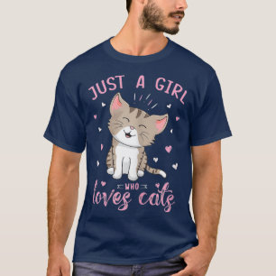 Just A Girl Who Loves Cats Design Cute Cat Lover T-Shirt