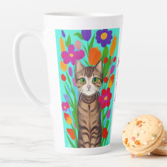 Just a Girl Who Loves Cats | Folk Art Latte Mug (In Situ)