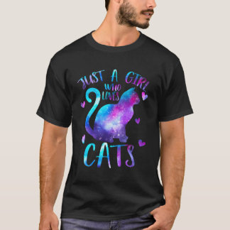 Just A Girl Who Loves Cats Owner Galaxy Space Cat  T-Shirt