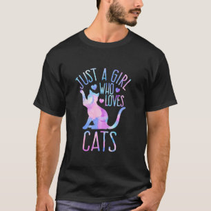 Just A Girl Who Loves Cats Pastel Galaxy Cat Lover T-Shirt