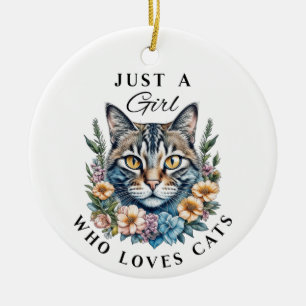 Just a Girl Who Loves Cats Personalised Ceramic Ornament